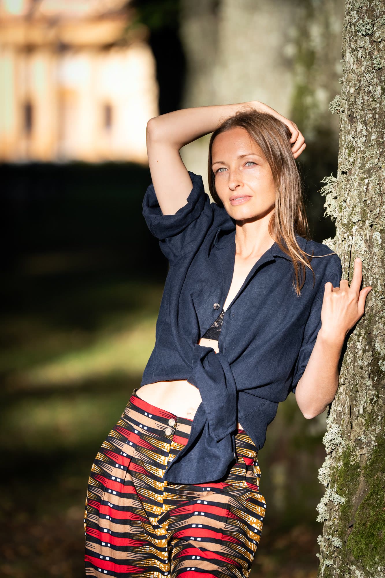 Navy linen outdoors