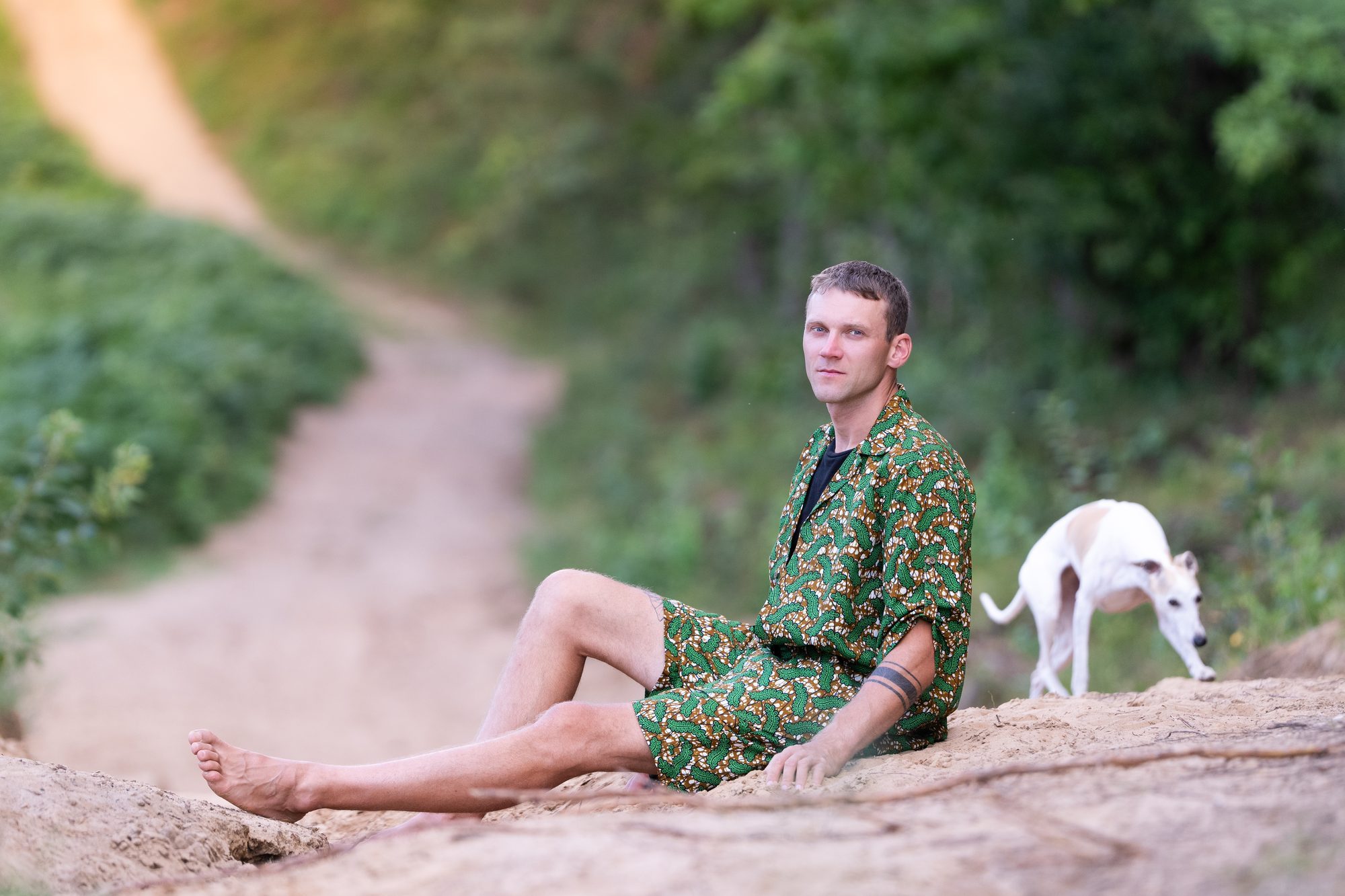 A man on a forest path