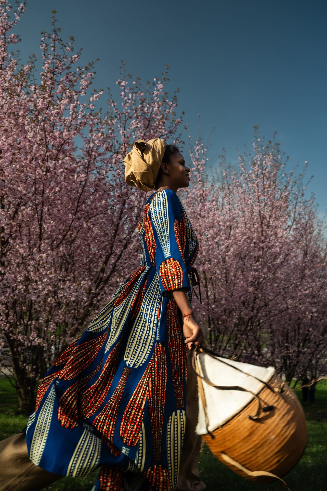 Walking under blossom